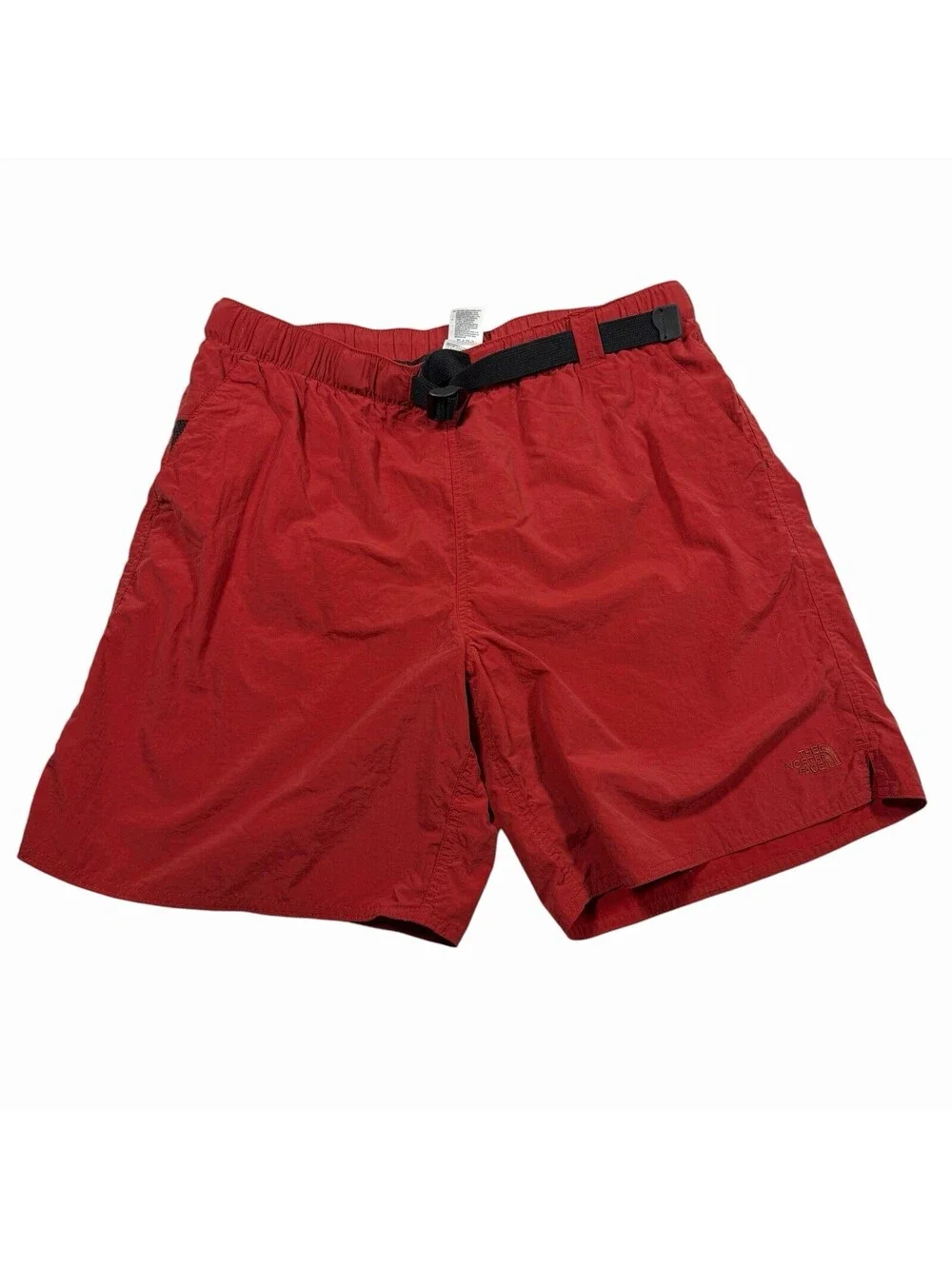 The North Face Mens Belted Nylon Hiking Shorts Red Mesh Lined Size L